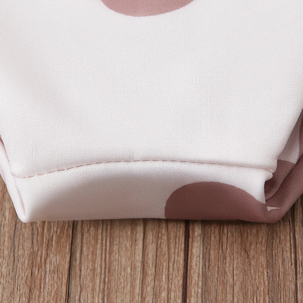 Girls' white long sleeve swimsuit with small flower pattern, triangle romper style, polyester blend