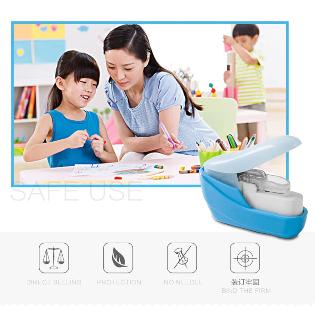 Stapler-Free Stapler ABS Plastic Embossed Binder for Home Office School Use Compact Paper Fastener Up to 8 Sheets Eco-Friendly No Need for Staples Random Colour