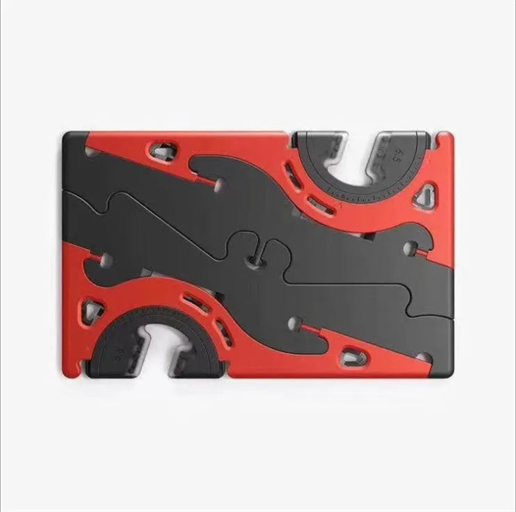 Plastic card type mobile phone holder with lazy bracket in six colour options on desktop