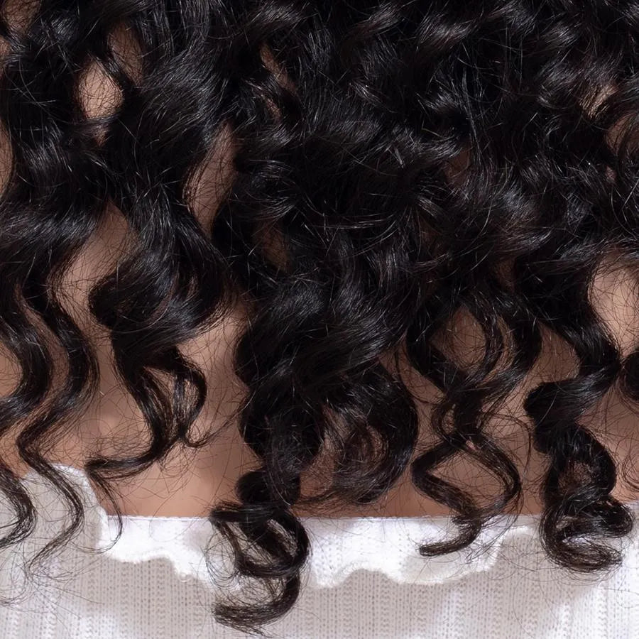 Black small curly chemical fibre front lace wig with breathable cap and adjustable buckles