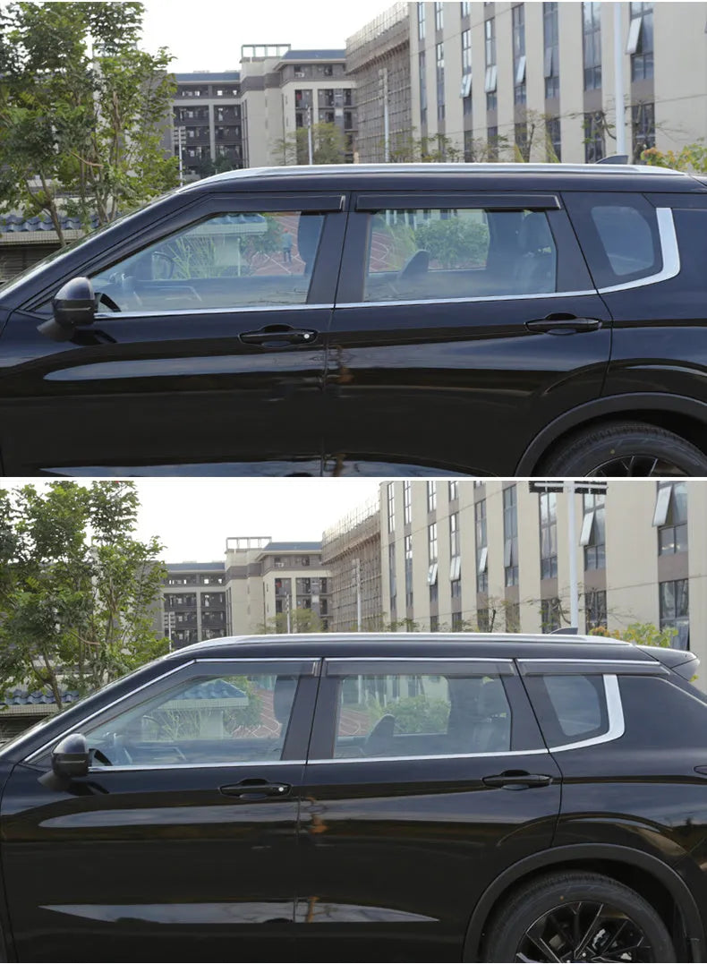 23 New Outlander car with black window deflectors installed on side windows