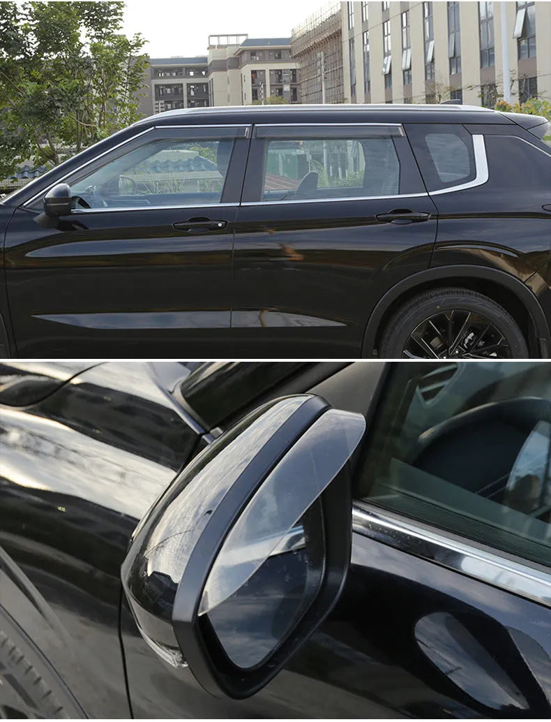 23 New Outlander car with black window deflectors installed on side windows