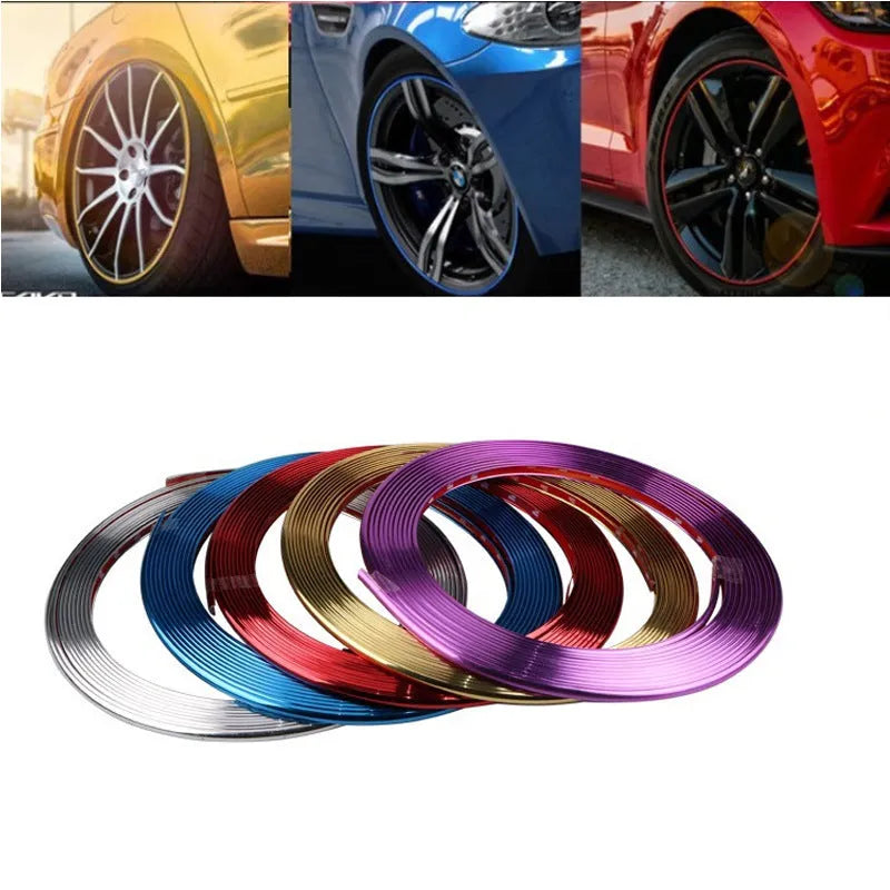 Roll of galvanised purple PVC wheel hub trim guard strip, 8 metres long.