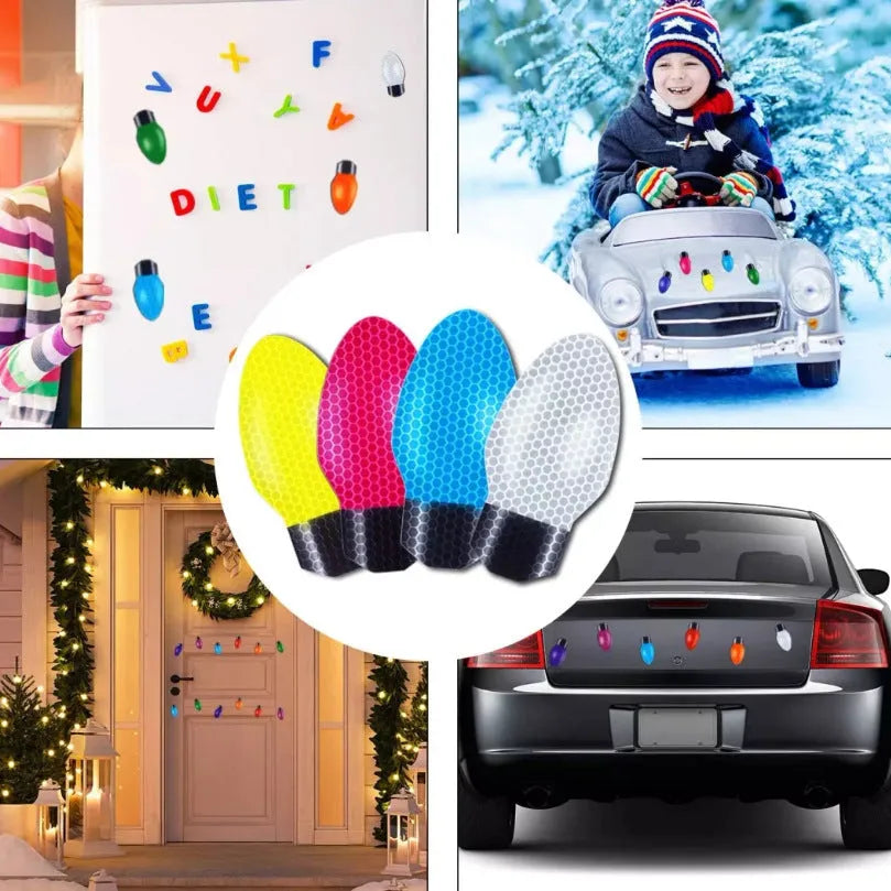 Christmas reflective magnetic light bulb set with 24 bulbs and 12 wires for car and refrigerator decoration