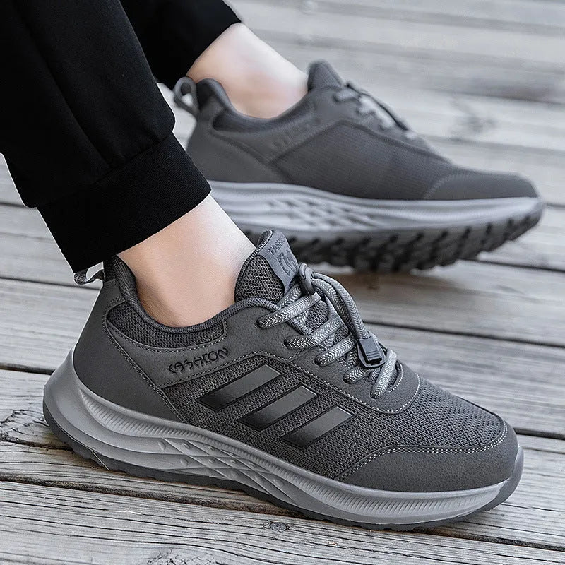 Breathable mesh non-slip mom shoes with elastic slip-on design for men and women