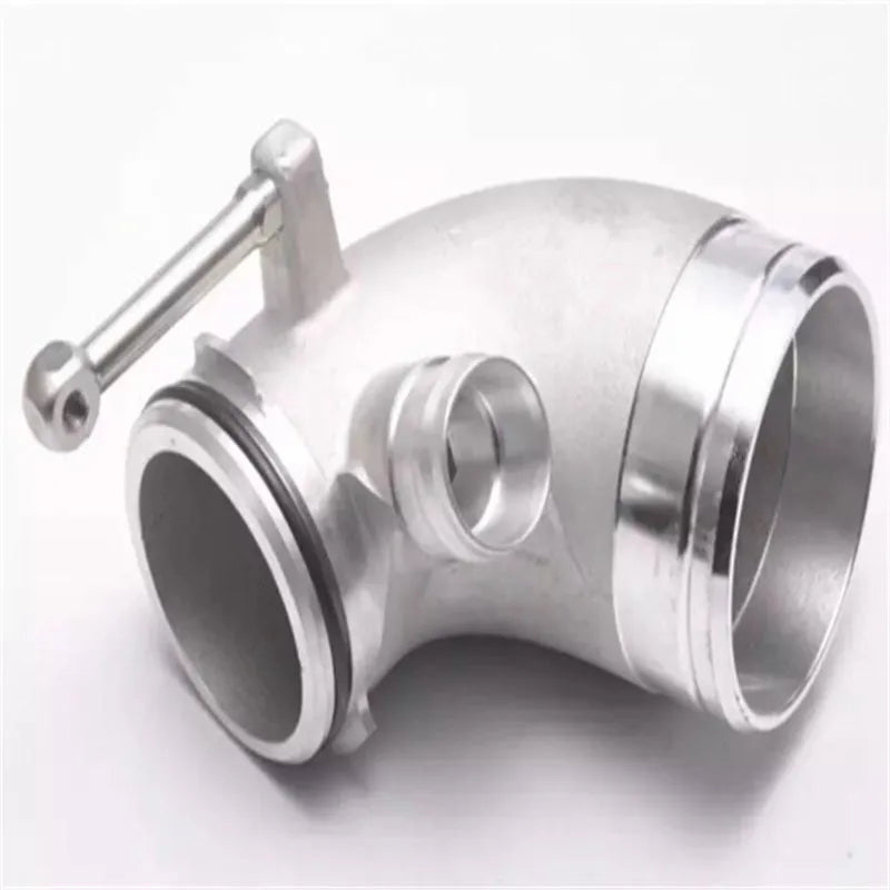 Aluminium alloy 90 degree turbine tube elbow for lateral engine turbo applications