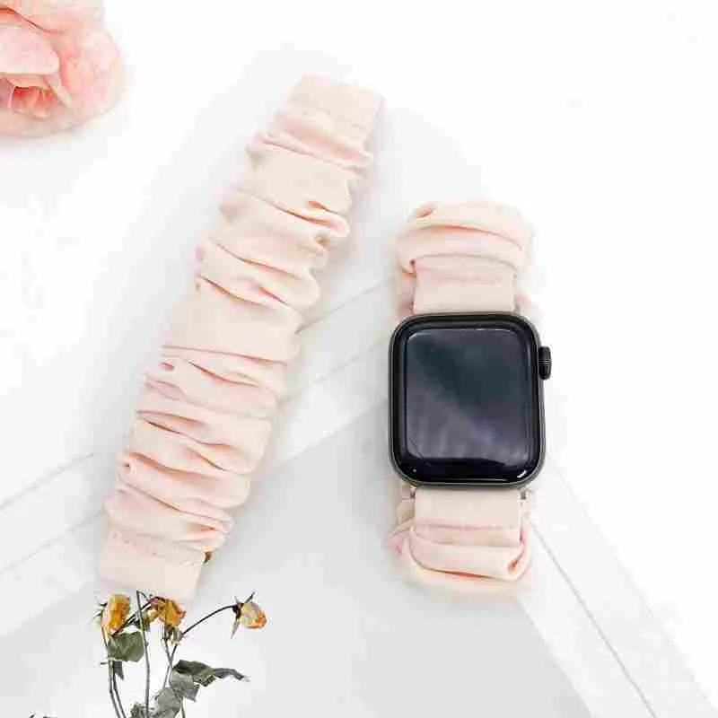 Soft silk satin replacement watch strap for Apple Watch in eight colours, 20mm to 45mm sizes