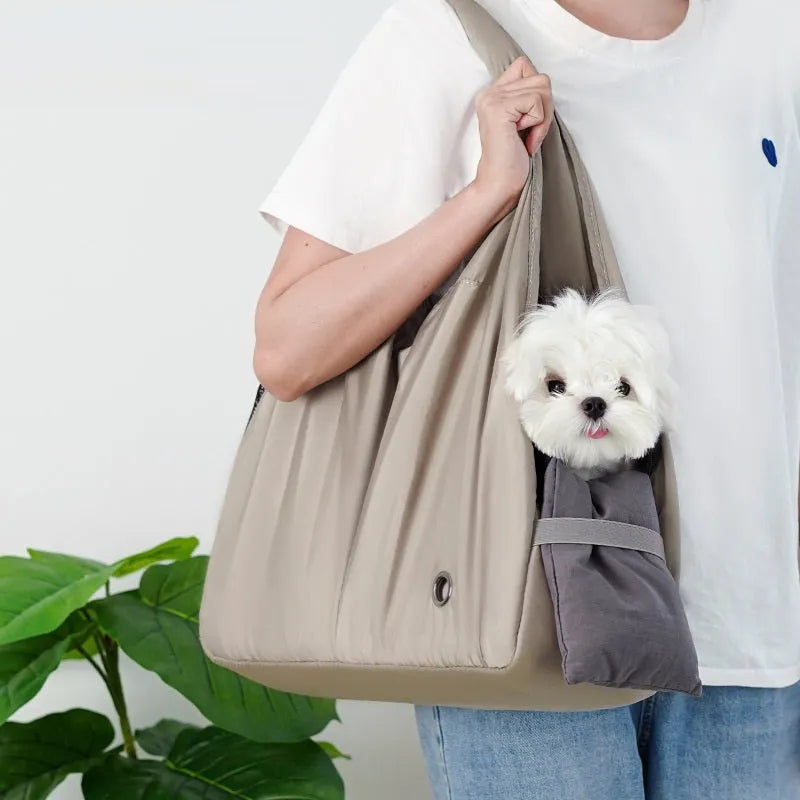 Apricot cloth pet handbag carrier for small dogs and cats