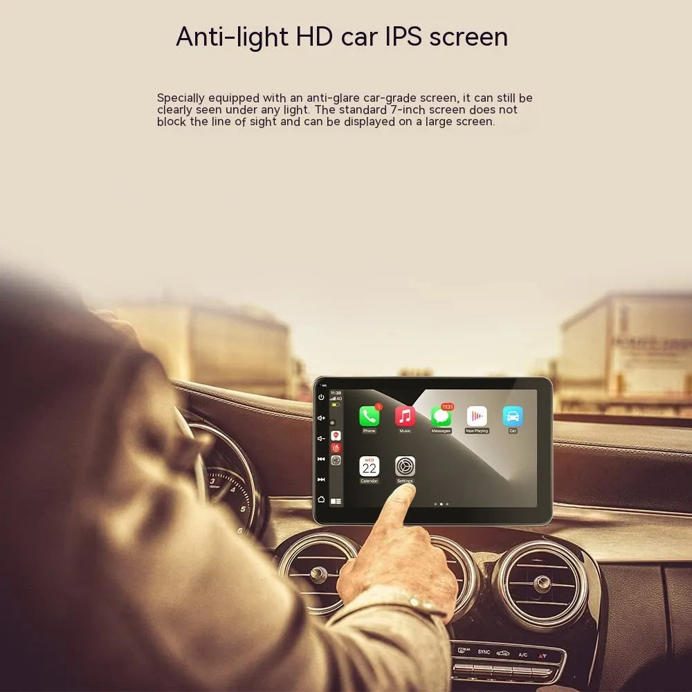 7-inch wireless CarPlay GPS car navigator with universal suction cup mount