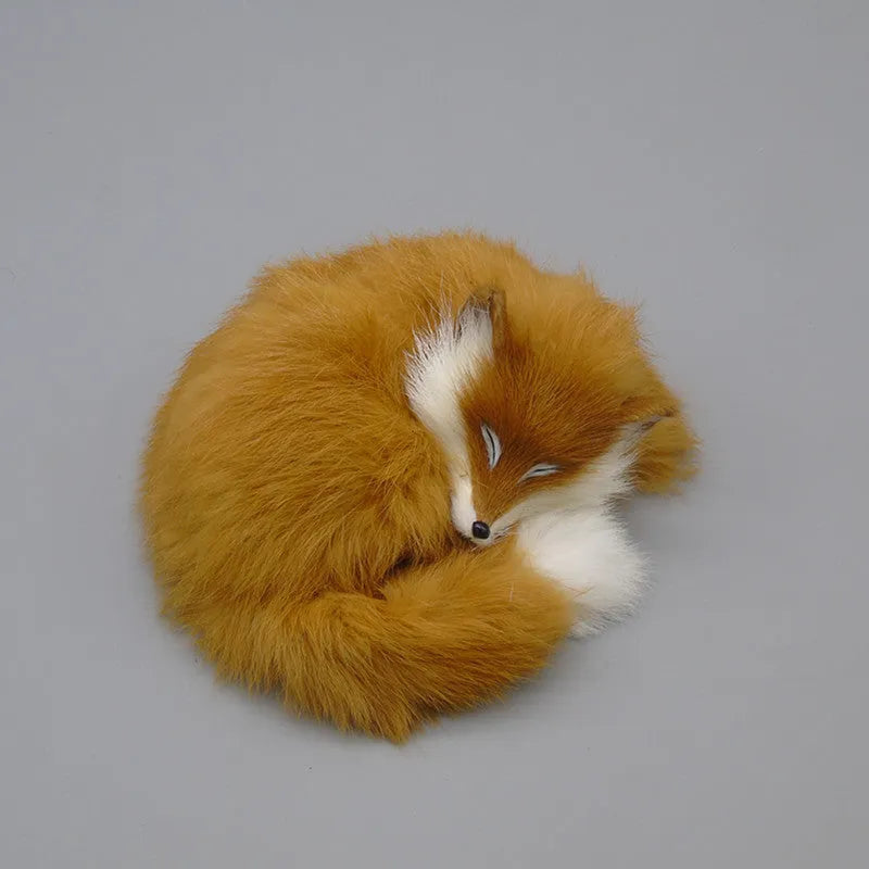 Artificial fox fur decorative handicraft in red, white, or yellow measuring 15cm × 9cm × 11cm