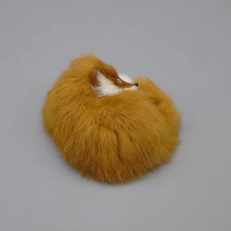 Artificial fox fur decorative handicraft in red, white, or yellow measuring 15cm × 9cm × 11cm