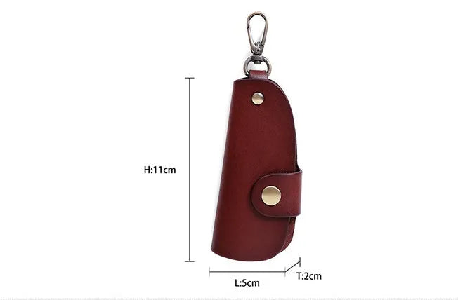 Genuine leather car key case in four colour options: black, brown, coffee and purplish red