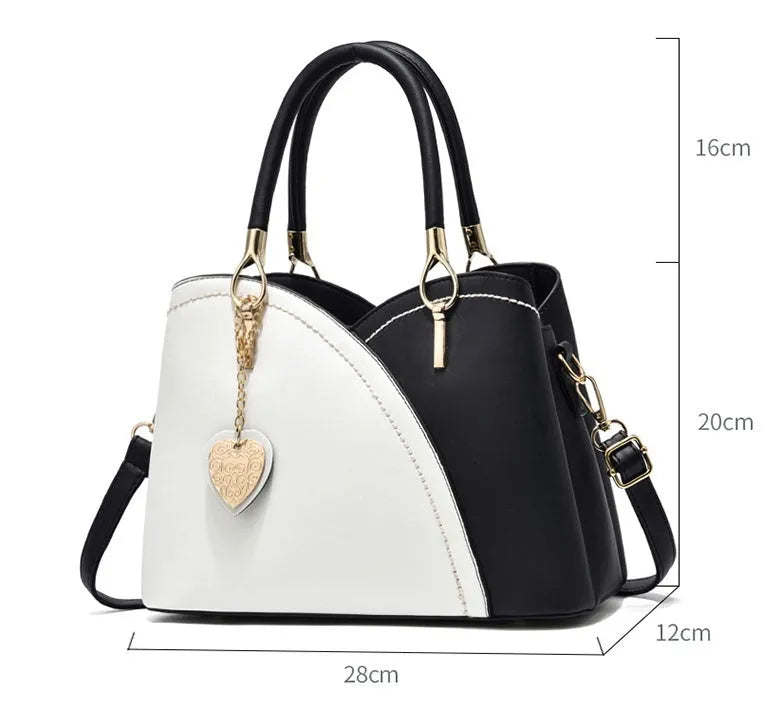 Women's PU crossbody bag with sandwich pocket in black, street trend style