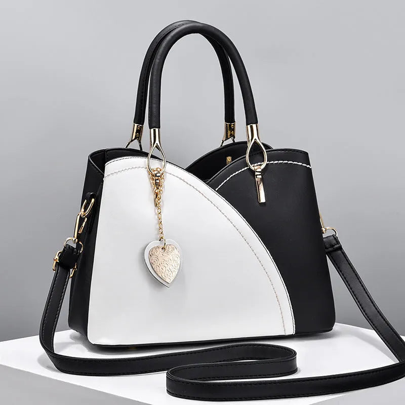 Women's PU crossbody bag with sandwich pocket in black, street trend style