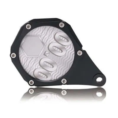 Black carbon fibre pattern motorcycle fuel tank cap lock with six-corner security screws