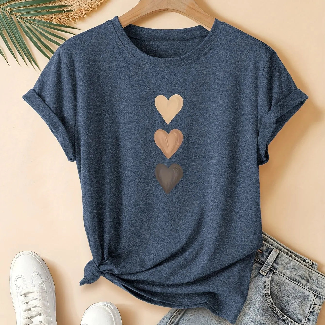 Women's dark grey cotton t-shirt with Chinese art retro style printing on the front.