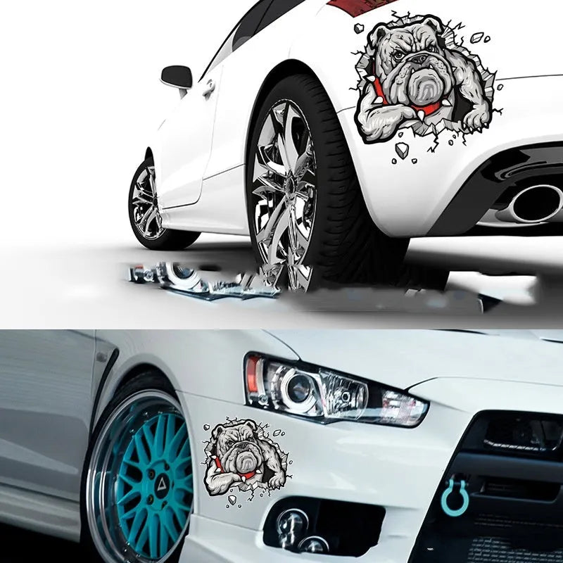Grey dog pattern motorcycle decorative sticker measuring 17x17cm with paper material construction
