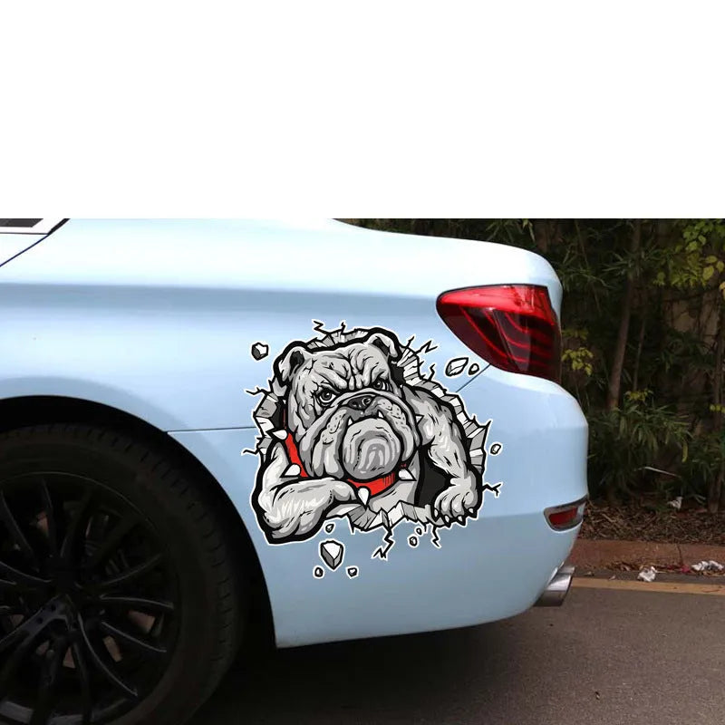 Grey dog pattern motorcycle decorative sticker measuring 17x17cm with paper material construction
