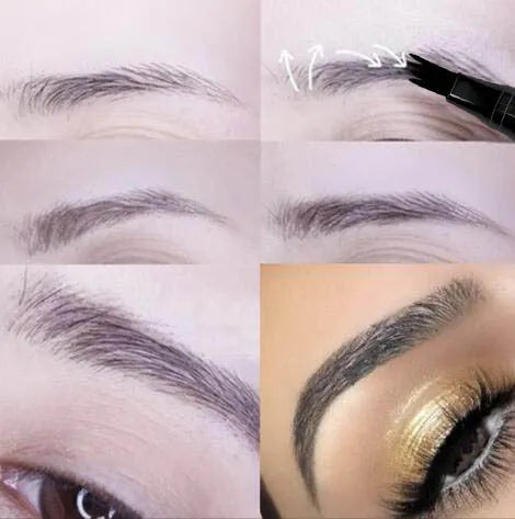 CmaaDu 4-Head Eyebrow Pencil in three shades black brown grey with four-point tip for precise brow application