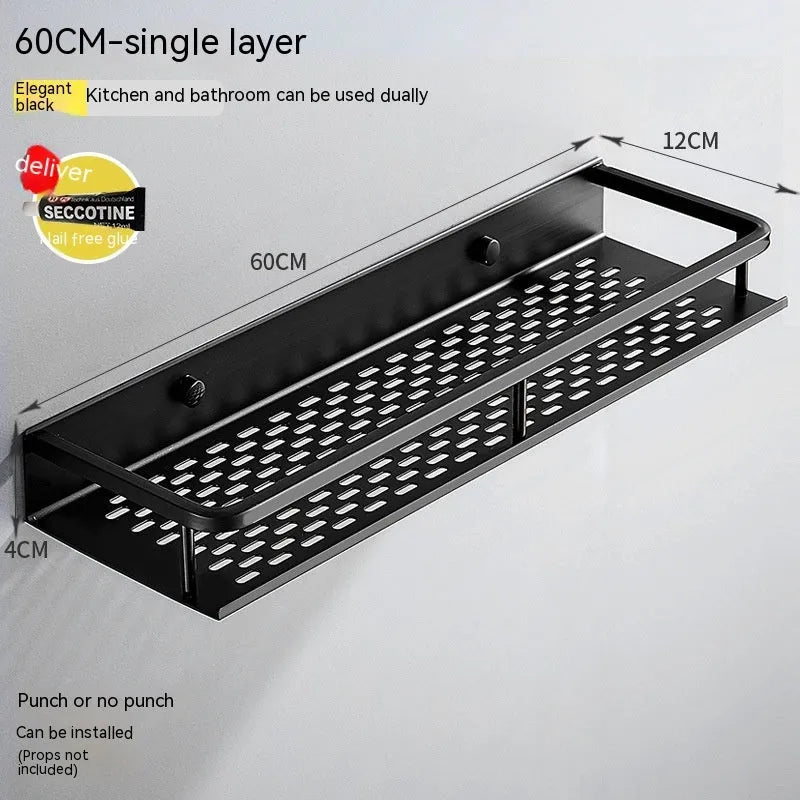 Modern 2-layer aluminium bathroom storage rack with 50kg capacity in a 60cm size option
