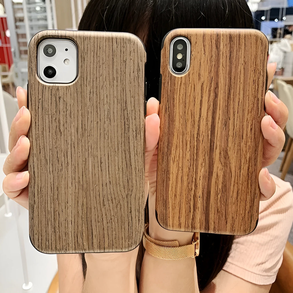 Natural wood or bamboo iPhone back cover case in rosewood colour for iPhone 11.