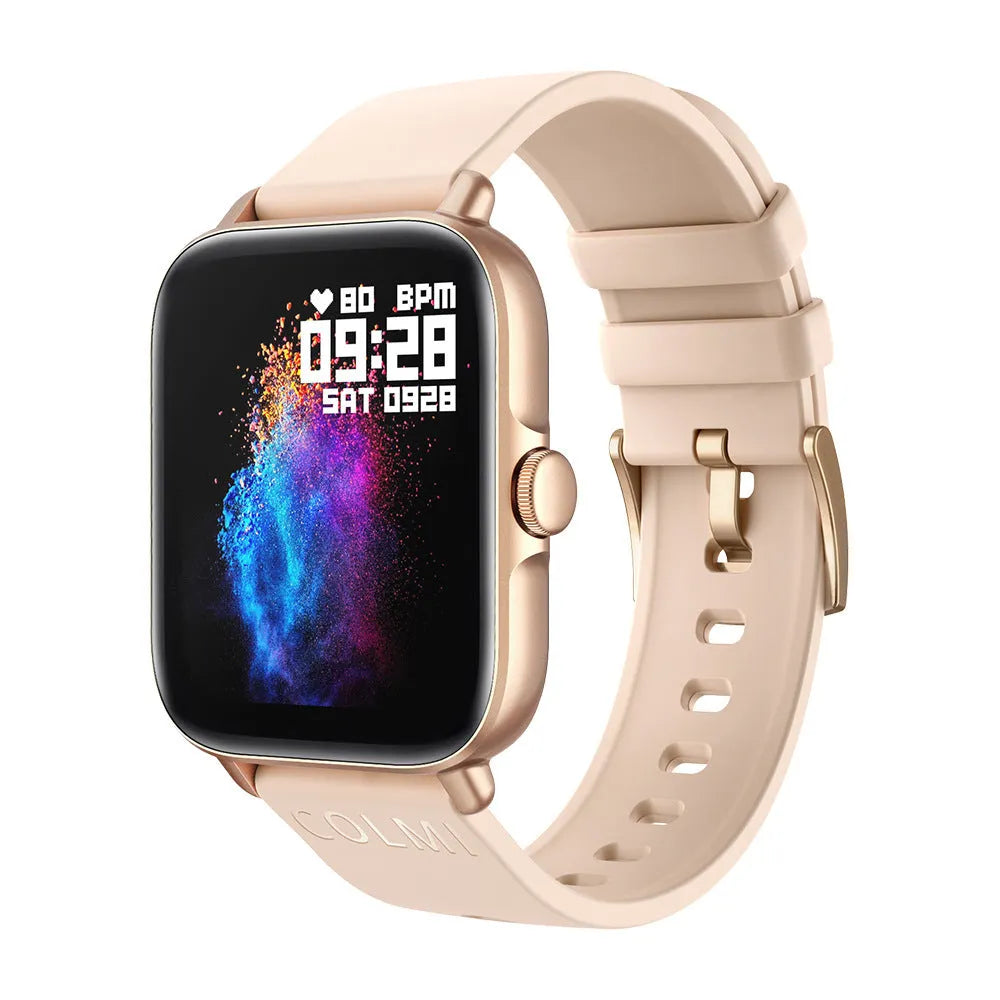 Waterproof full screen smart watch with heart rate and blood pressure monitoring, available in multiple colours