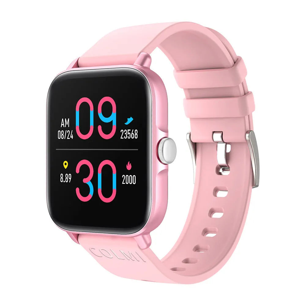 Waterproof full screen smart watch with heart rate and blood pressure monitoring, available in multiple colours