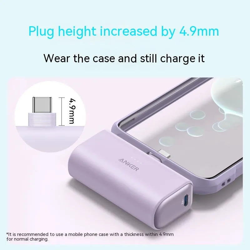 Capsule power bank portable charger with 5000mAh capacity and compact plastic shell design