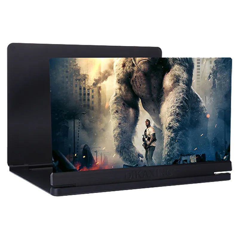 10-inch HD lens screen amplifier in black for smartphone magnification with 12X option on desk