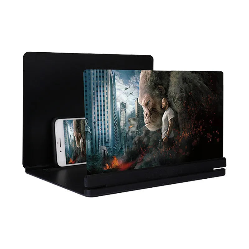 10-inch HD lens screen amplifier in black for smartphone magnification with 12X option on desk