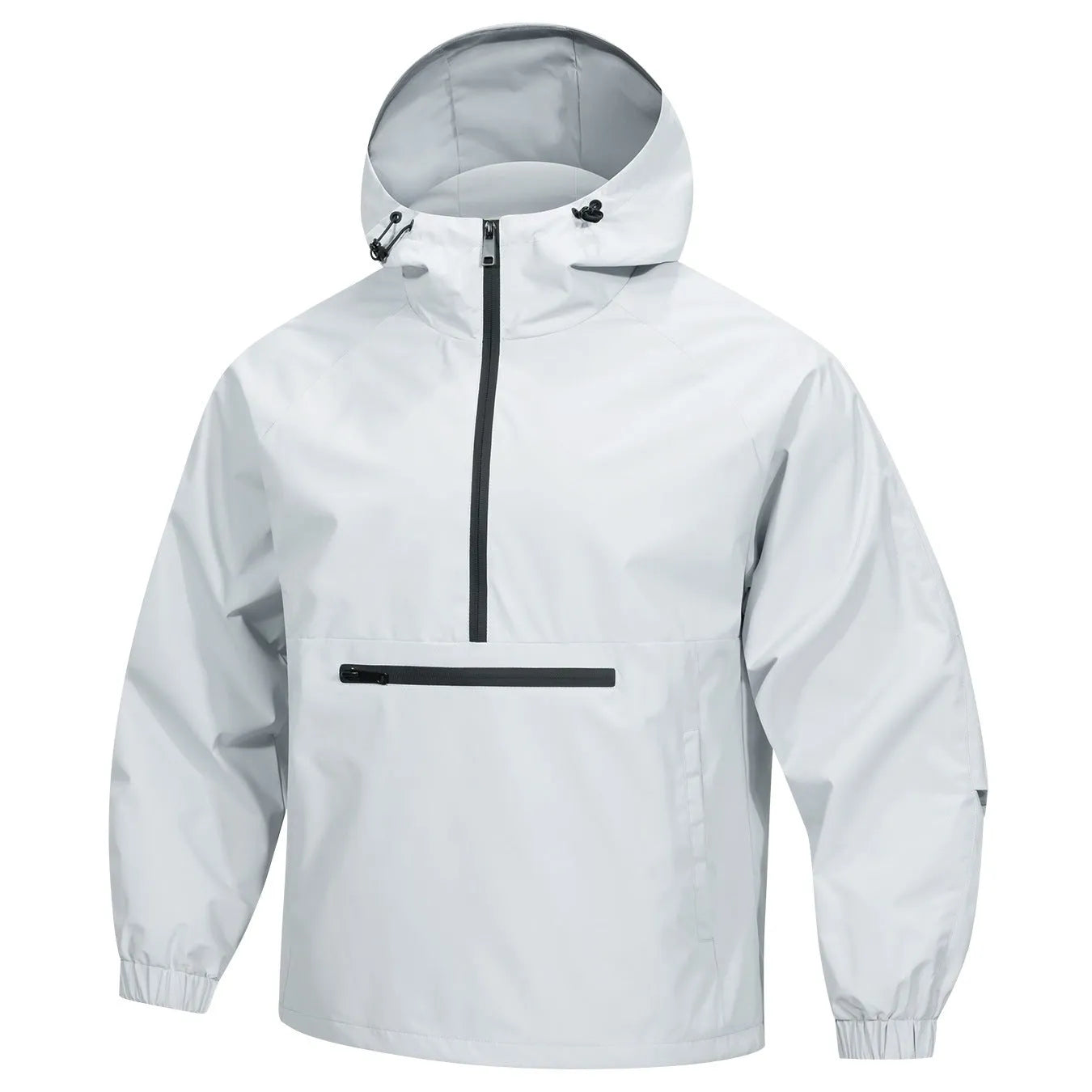 Men's Korean-style loose half-zip hooded corduroy sweater jacket with rabbit fur lining