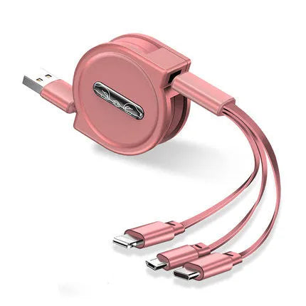 3-in-1 telescopic charging cable extended to 120 cm length with titanium alloy connectors