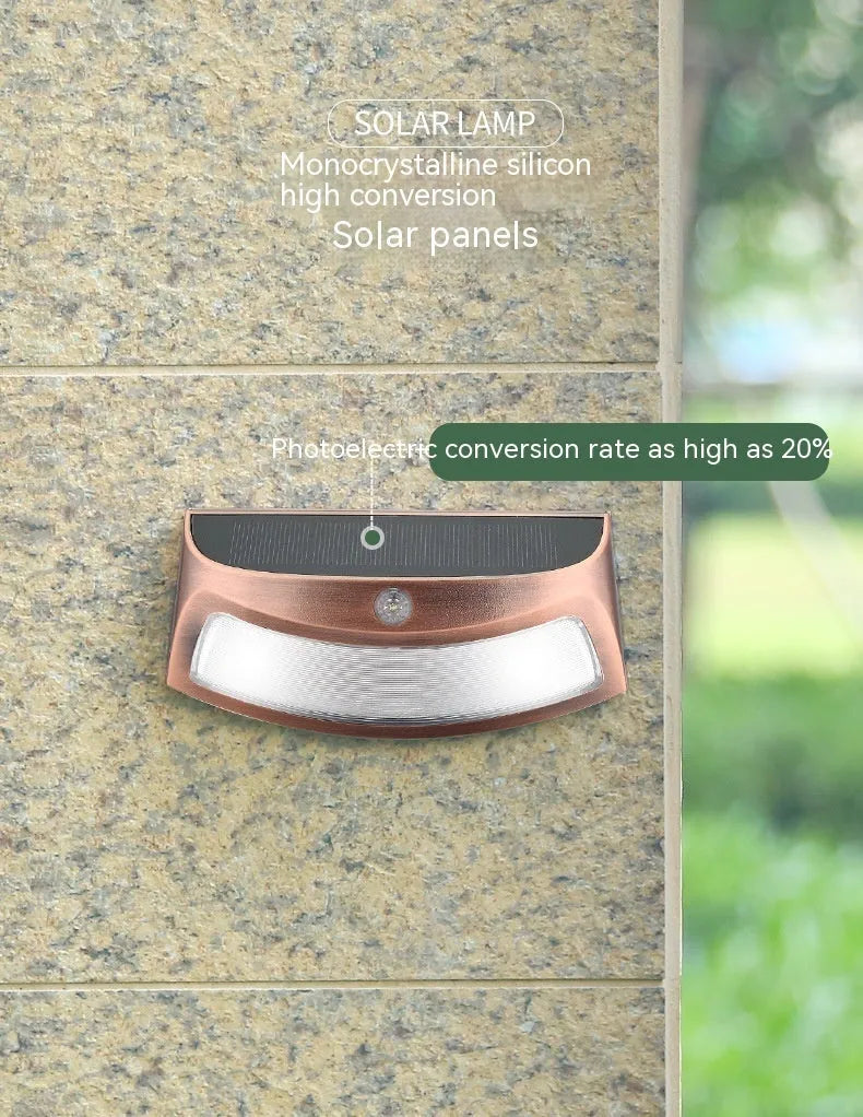 Solar-powered smiling face outdoor wall light for garden decoration