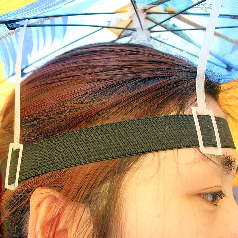 55-65cm outdoor fishing sunshade waterproof folding sunhat umbrella in blue with handleless design