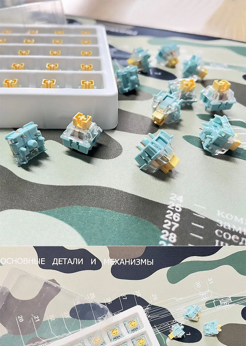 36 Tiger Mo Sea Salt Lemon PRO Mute keyboard switches for mechanical keyboard builds