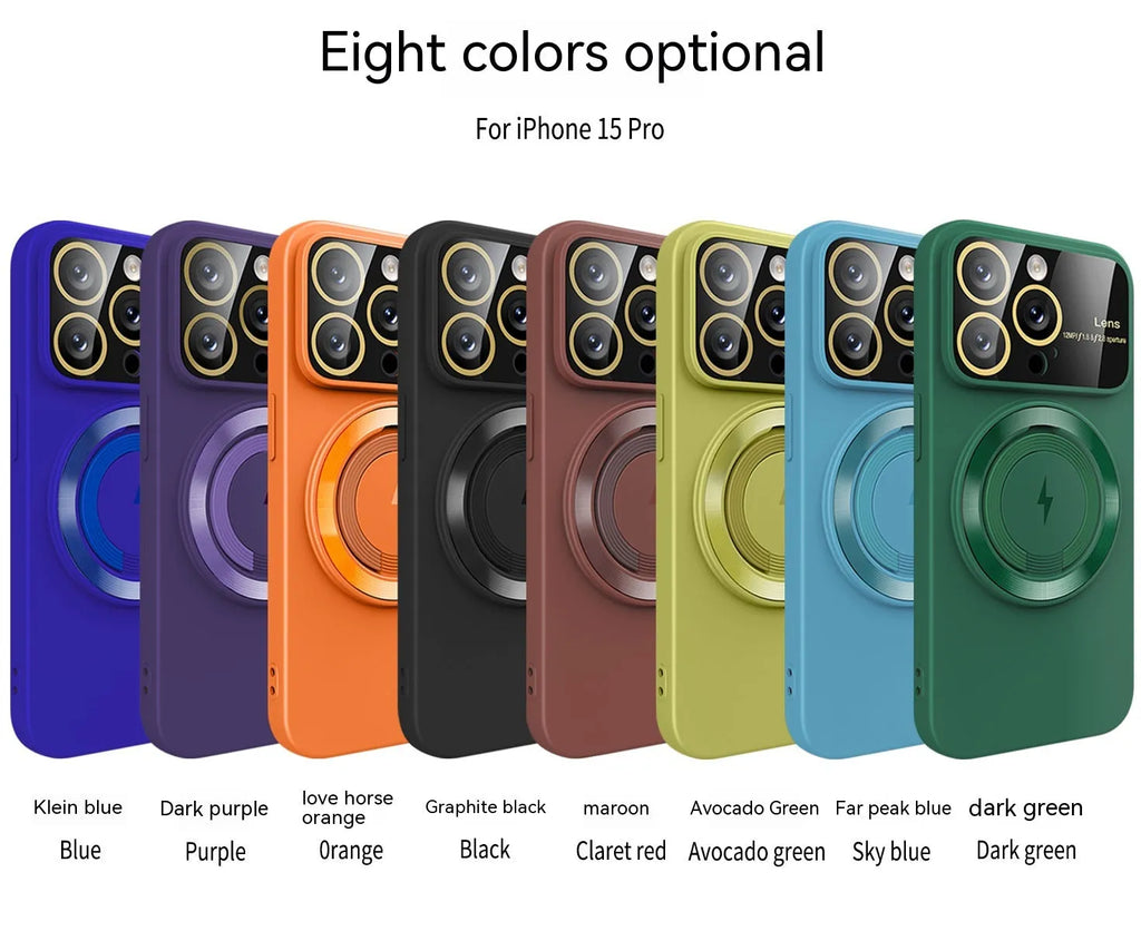 Large window magnetic bracket rotatable ring phone case in TPU with electroplated finish for iPhone
