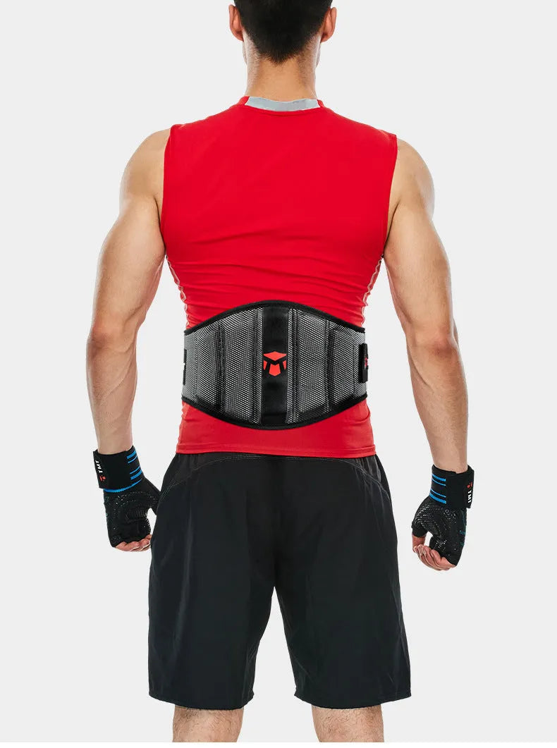 Deep squat workout belt for weightlifting hard pull with lumbar support in black