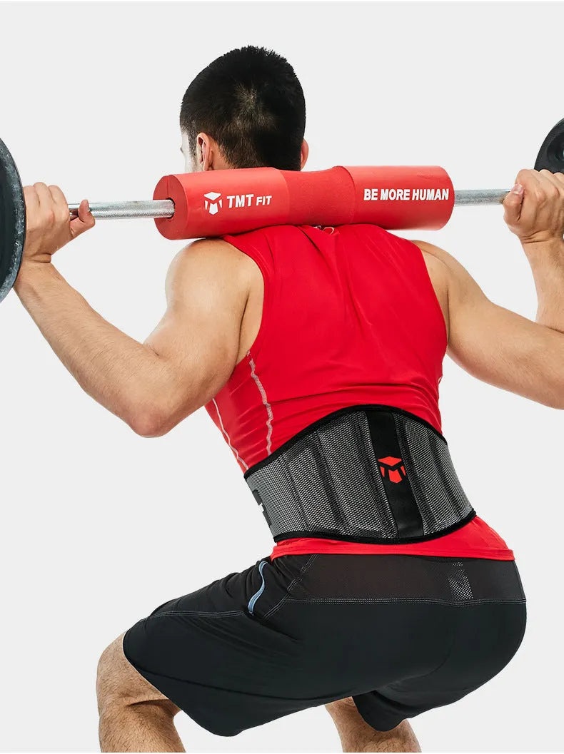 Deep squat workout belt for weightlifting hard pull with lumbar support in black