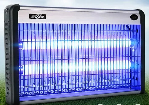 Electric mosquito killing lamp with ultraviolet light tubes and metal grid for indoor insect control