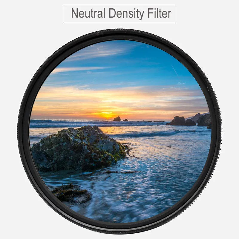 ND8 camera filter with aviation aluminium frame for 49mm to 82mm lenses