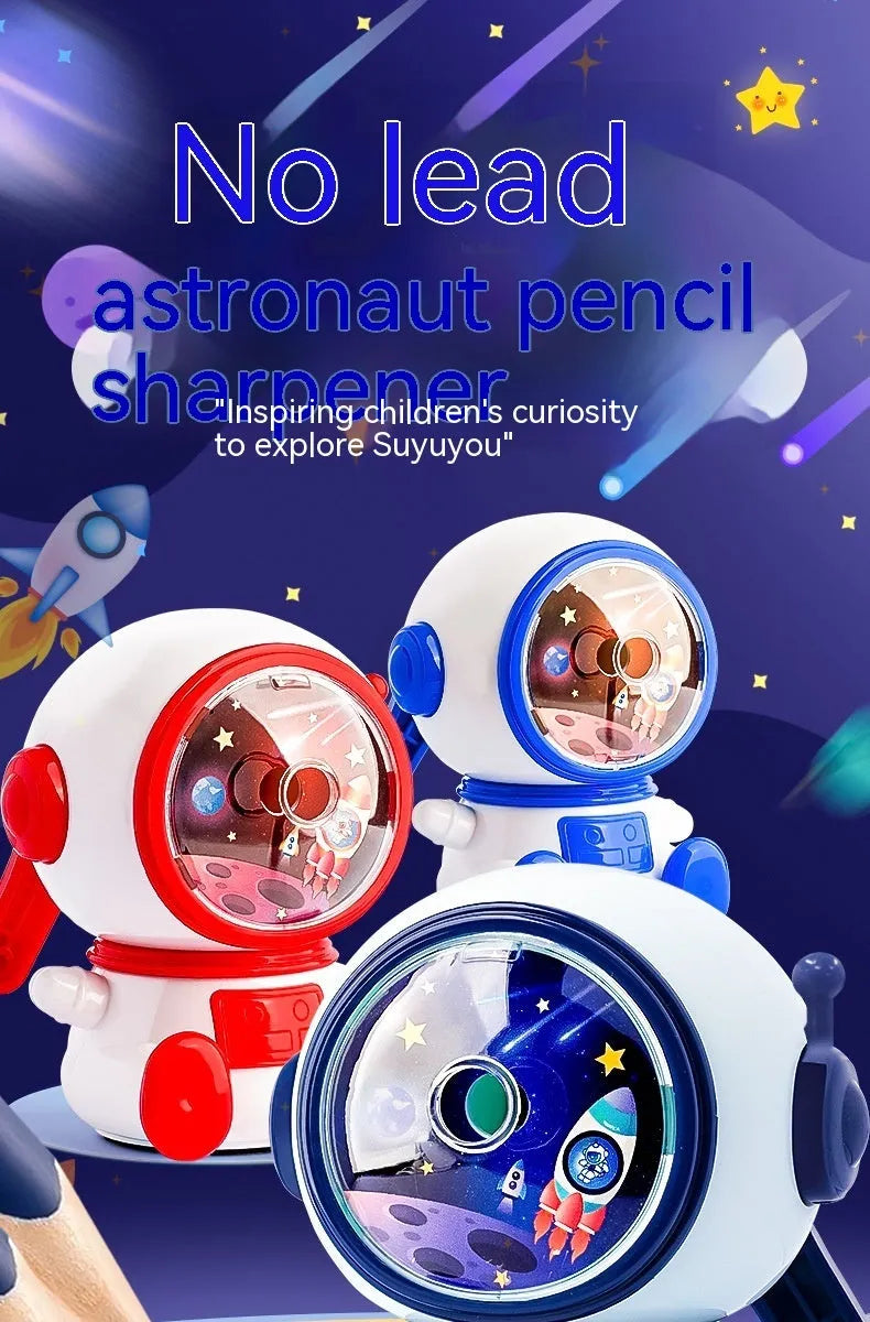 Astronaut cartoon pencil sharpener manual adjustable three-level anti-jamming mechanism
