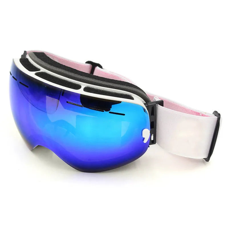 Double layer anti fog skiing mirror with TPU frame and PC lens in black colour