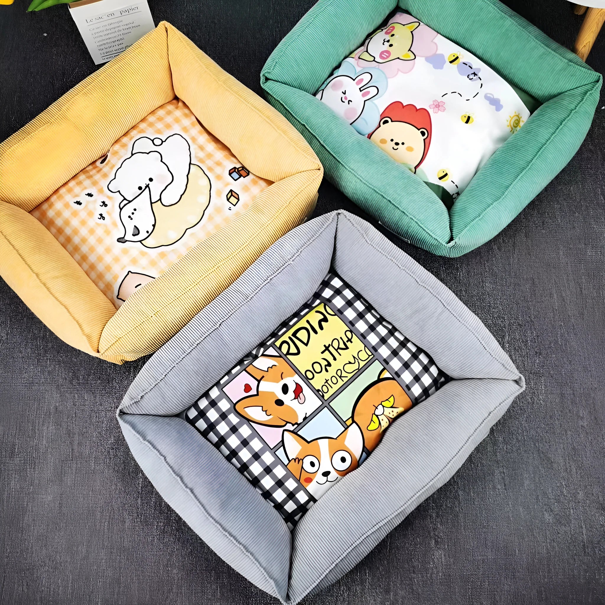 Light blue winter dog nest with soft velvet lining, shown in a 50x40cm size.