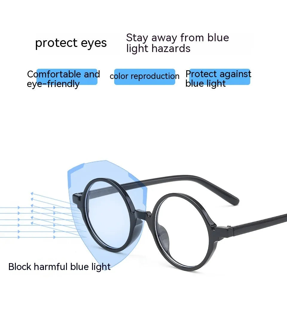 Retro round fashion glasses with no diopters in four colour options on white background