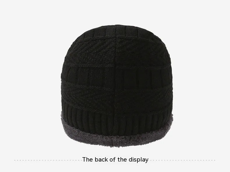 Men's winter knitted scarf, hat, and gloves three-piece set in fleece-lined polyester fibre, available in multiple colours