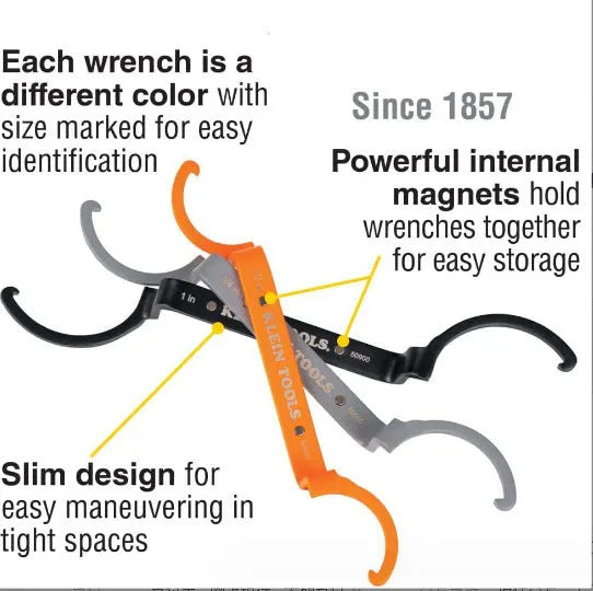 Three colour-coded magnetic suction wrenches with catheter locking in orange, grey, and black