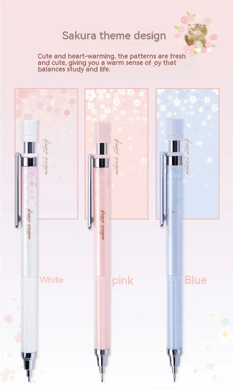 Three cartoon automatic pencils with 0.5mm lead and three boxes of refills