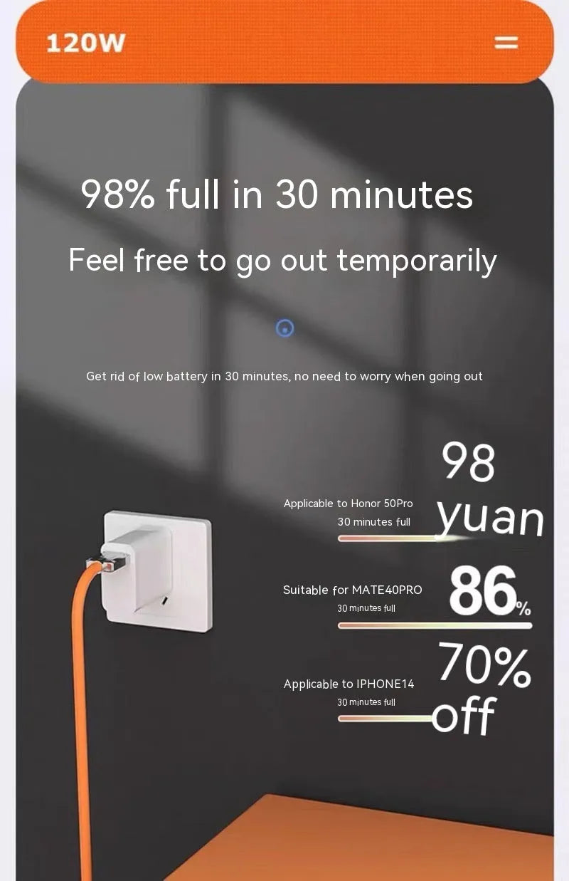 Zinc alloy three-in-one rotating data cable with LED light in orange red colour