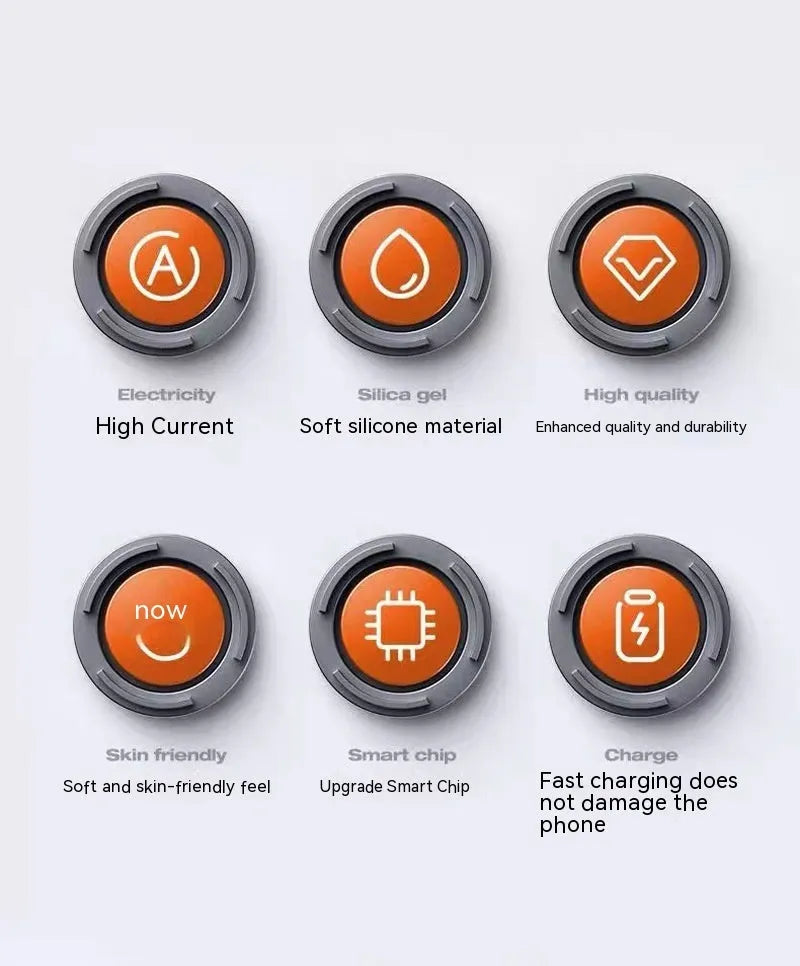 Zinc alloy three-in-one rotating data cable with LED light in orange red colour