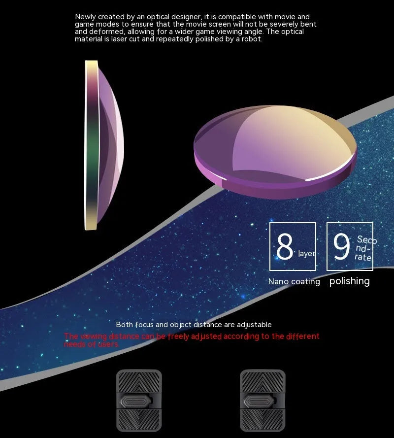 Black VR glasses head-mounted virtual reality goggles with 40mm lens for smartphones